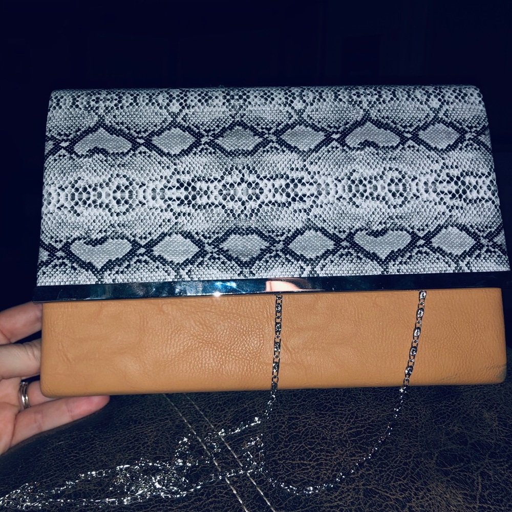 snakeskin/beige handbag or cross body